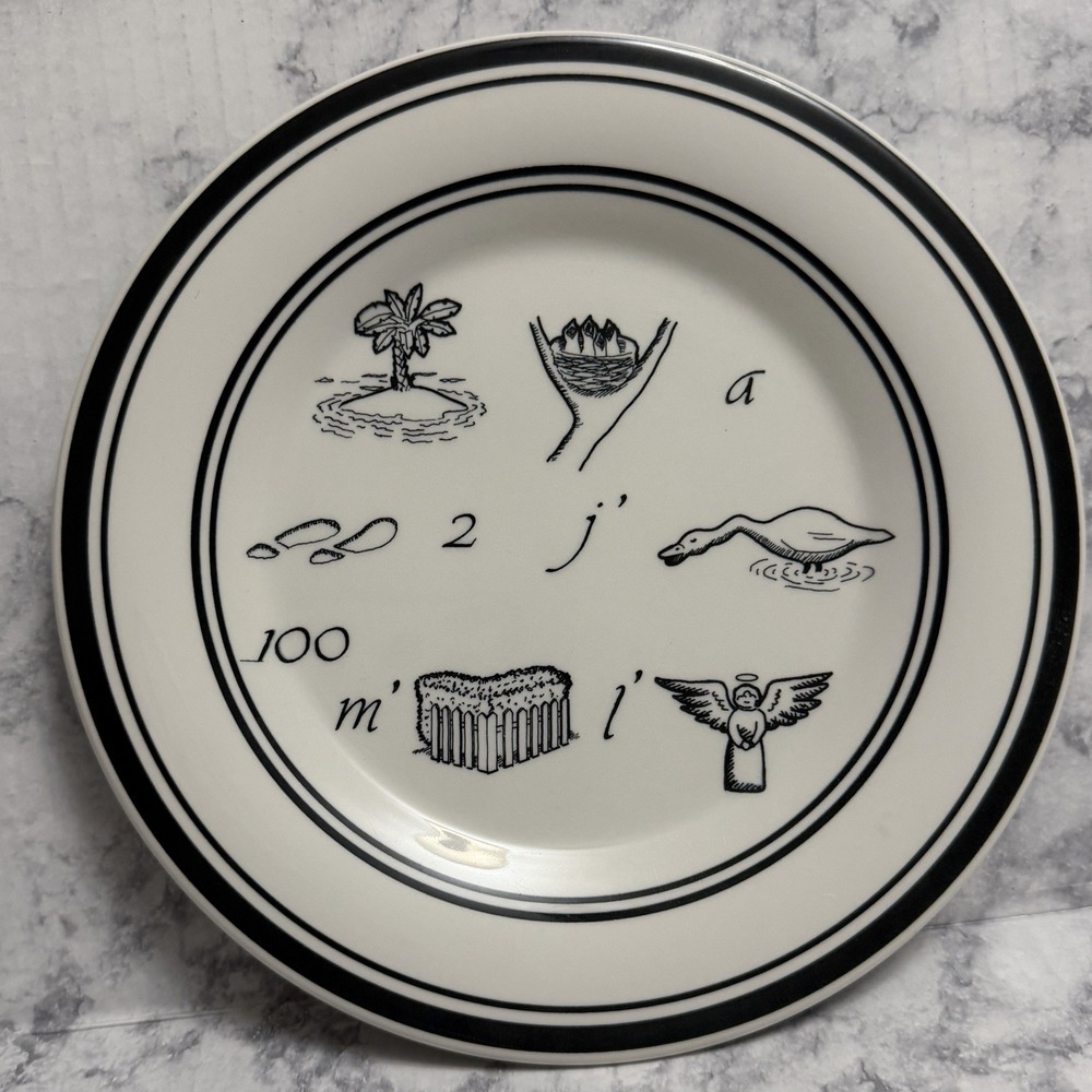 Williams-Sonoma Rebus Pattern Plate 9" Accent Salad Desert Plate Angel Duck